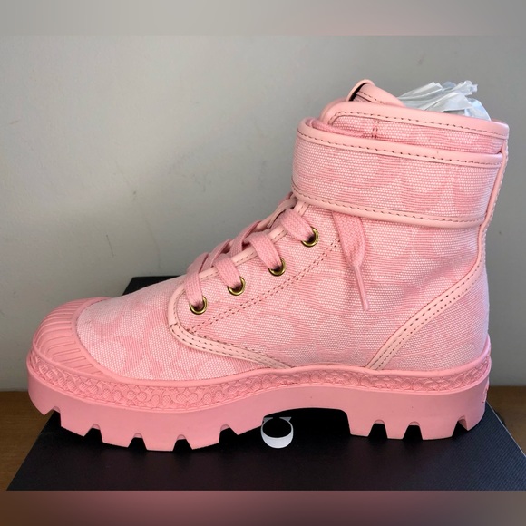 Coach Trooper Canvas Mid Top Boot in Crystal Pink Size 6.5 - Picture 5 of 11